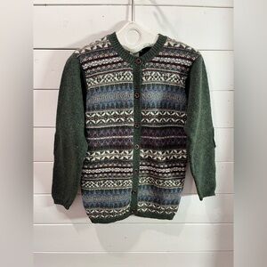 💚 LES AILES DE LA MODE Vintage Wool Fair Isle Cardigan – Size S